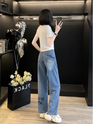 今年流行夏装穿搭一整套时尚休闲减龄炸街牛仔阔腿裤两件套装显瘦