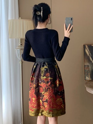 新中式国风气质改良旗袍连衣裙2025新款女秋天冬季提花宴会晚礼服