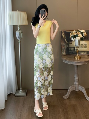 夏季穿搭配一整套气质减龄时尚刺绣蕾丝半身裙子两件套装裙女洋气