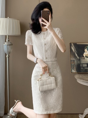 高级感小香风白色套装裙女2025夏季新款减龄短袖上衣半身裙两件套