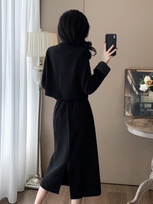 2025秋季新款时尚假两件牛仔上衣两件套显瘦高级感气质半身裙套装