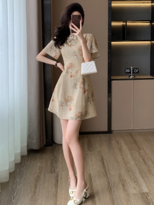 新中式国风棉麻连衣裙女夏季新款小个子气质显瘦年轻款改良旗袍裙