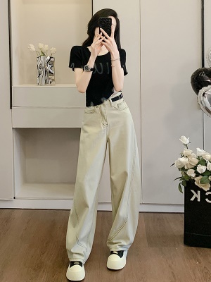 夏季穿搭一整套时尚气质t恤上衣两件套高级感气质阔腿牛仔裤套装