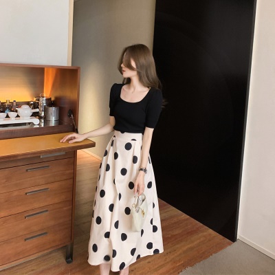 高级感波点半身裙套装轻熟御姐风气质名媛连衣裙子女夏季2025新款