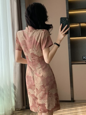 新中式国风改良旗袍裙女春夏季新款洋气褶皱显瘦送考连衣裙小个子