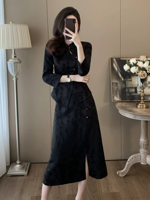 新中式国风旗袍半裙套装两件套春夏天新款2025气质优雅开叉连衣裙