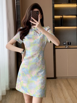 小个子新中式连衣裙短款女夏季新款2025高级感气质国风旗袍裙改良