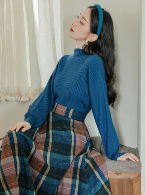 复古套装女2025秋冬气质小香风高级感毛衣搭配毛呢半身裙子两件套