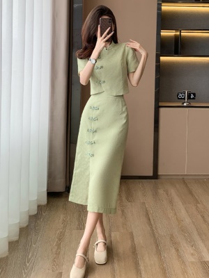 新中式国风改良旗袍套装裙子女2025夏季新款高端气质半身裙两件套
