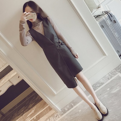 小香风背带裙洋气秋冬套装早秋毛衣马甲连衣裙背心裙两件套女气质