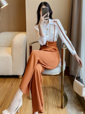 干练气质两件套衬衫洋气时髦2025新款女时尚春季阔腿裤子职业套装