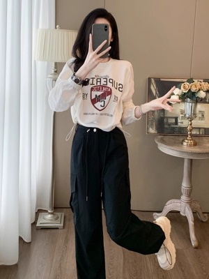 2025春季新款时尚穿搭运动套装女宽松洋气休闲卫衣工装裤两件套潮