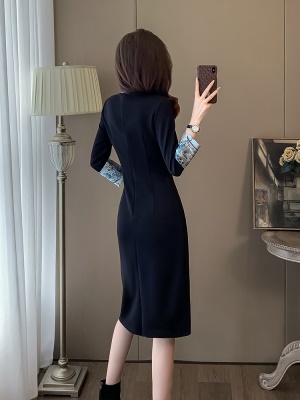 新中式国风黑色旗袍连衣裙女高级感春秋季2025新款高端名媛小黑裙