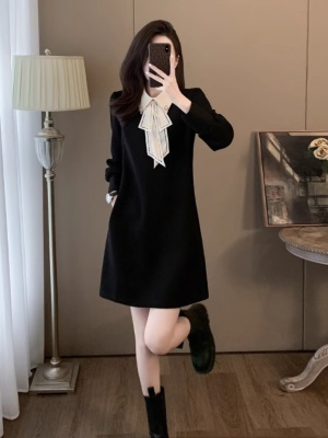 小香风黑色连衣裙女小个子高级感秋春季2025年会晚礼服气质小黑裙