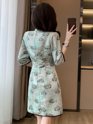 国风女装中式旗袍连衣裙2025春季新款小个子气质修身包臀裙高级感