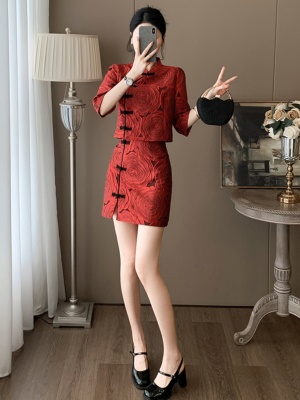 小香风穿搭一整套春季新款新中式高级感时尚改良旗袍礼服两件套装