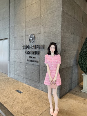 ~现货~鱼兔子小香风连衣裙女2025新款夏季短袖气质温柔名媛风裙子