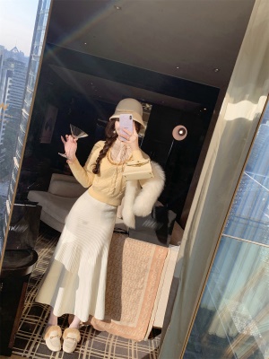 鱼尾裙春秋中长款半身裙女高级感气质包臀针织裙子