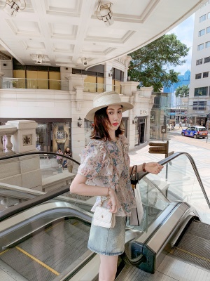 小香风绝美印花连衣裙女夏季新款法式超甜中长裙子