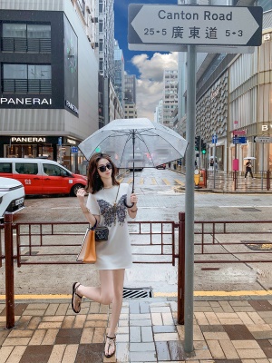 重工蝴蝶刺绣连衣裙女2025夏季新款中长款a字裙子