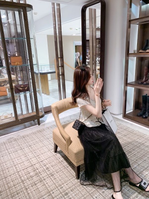 重工网纱半身裙女2025夏季新款中长裙白色蓬蓬裙子