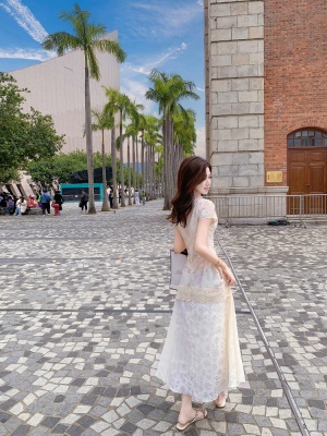 新中式假两件连衣裙女夏季新款气质长裙设计感裙子