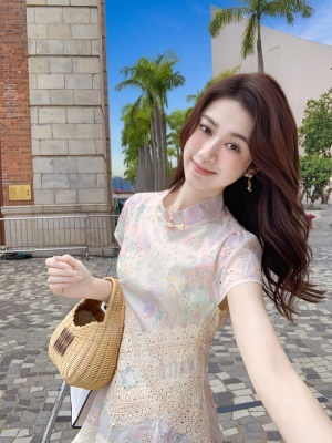 新中式假两件连衣裙女夏季新款气质长裙设计感裙子