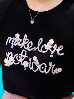 ATAR休闲夏季新款女字母刺绣短袖T恤衫2025时尚百搭减龄圆领上衣