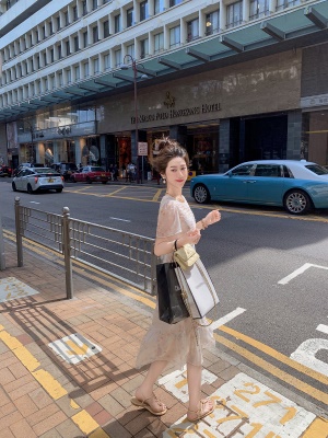 法式印花雪纺连衣裙女2025夏季新款气质显瘦长裙子