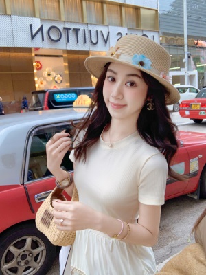 设计感短袖拼接长裙女夏季收腰白色连衣裙气质月光裙