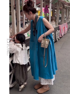 夏日绝美套装穿搭盐系轻熟气质无袖衬衫连衣裙波点宽松休闲阔腿裤