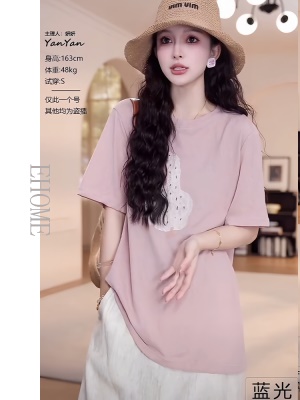 夏日绝美套装穿搭韩版减龄卡通印花宽松休闲短袖T恤高级感半身裙