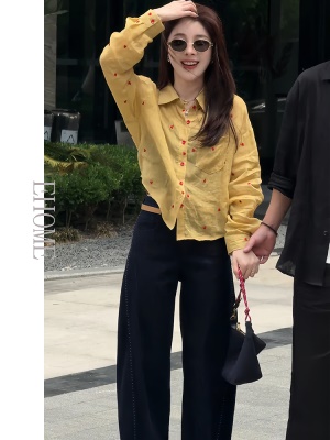 套装女2025新款夏季爱心刺绣轻薄防晒衬衫显瘦百搭卷边九分牛仔裤