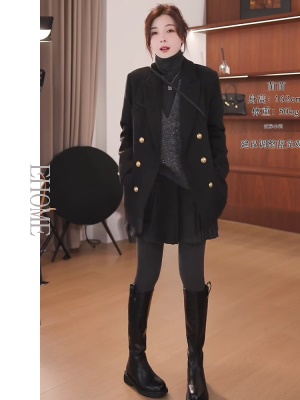 冬季穿搭一整套高级感百搭显瘦高领打底衫百褶半身裙气质马甲套装