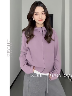 一整套ootd穿搭秋冬爆款时尚宽松慵懒风休闲拉链连帽卫衣外套长裤